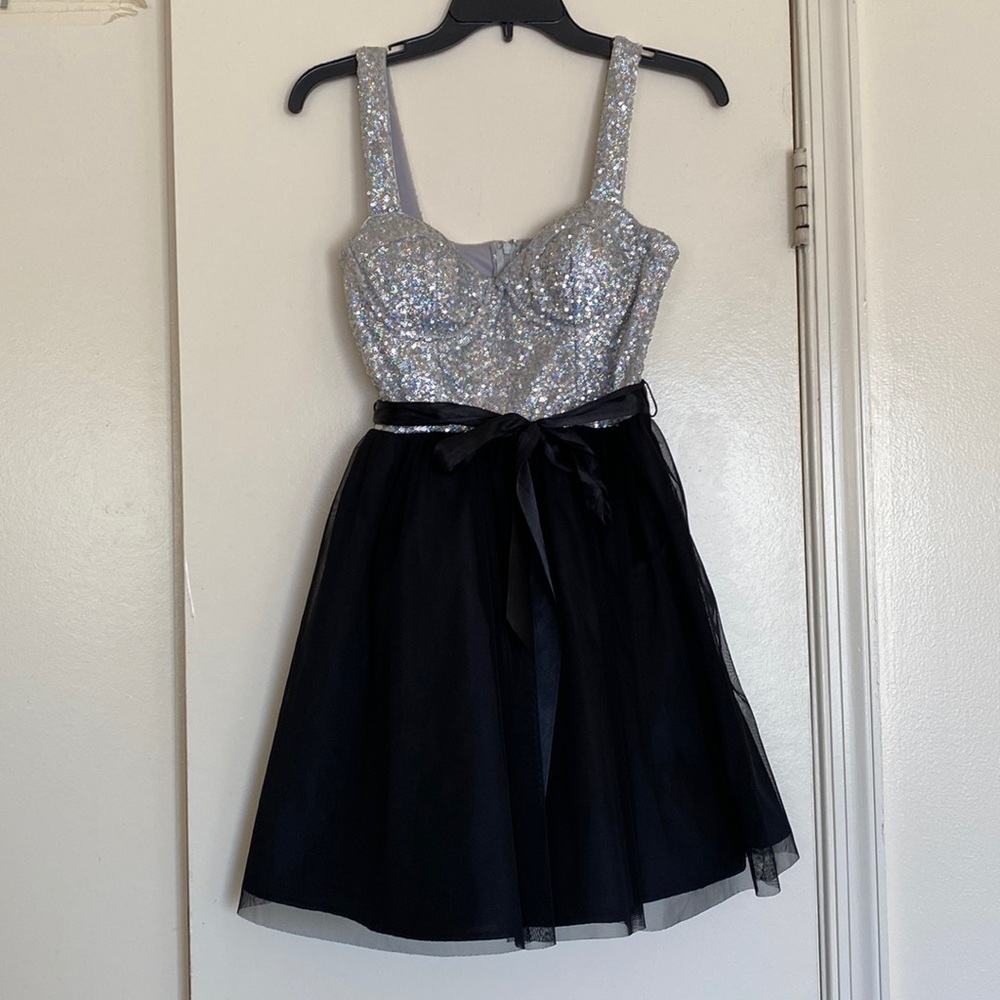 Sequin tulle sweetheart corset dress